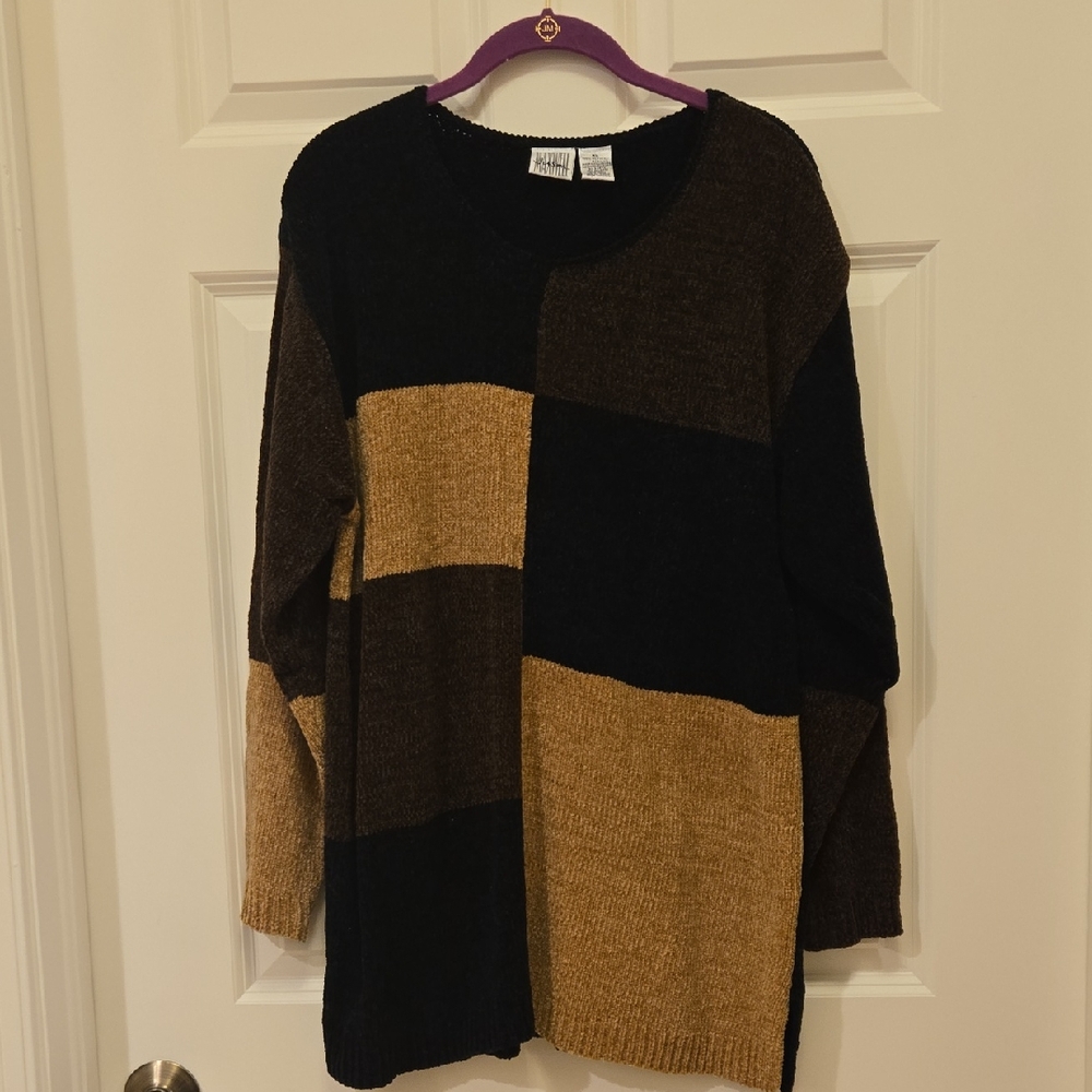 Jason Maxwell Black and Brown Colorblock Sweater XL
